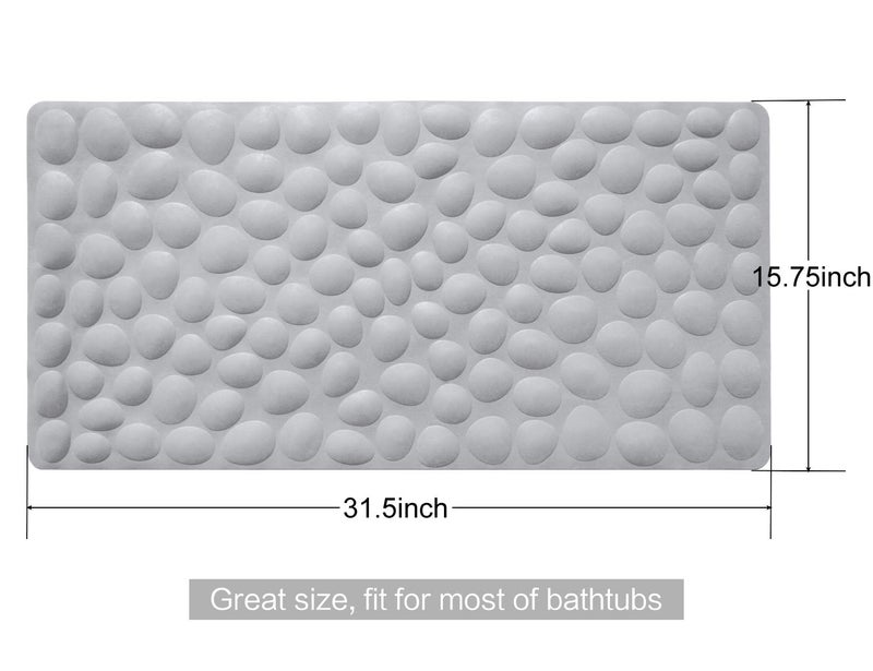 OTHWAY Non-Slip Bathtub Mat OTHWAY Soft Rubber Bathroom Bathmat with Strong Suction Cups (Grey) - Image 3
